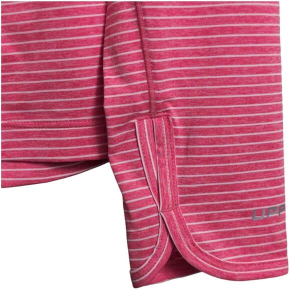 Coolibar Devi L/S Fitness T-Shirt Salmon Striped Crew Neck Raglan 01496 Size M - Picture 4 of 12